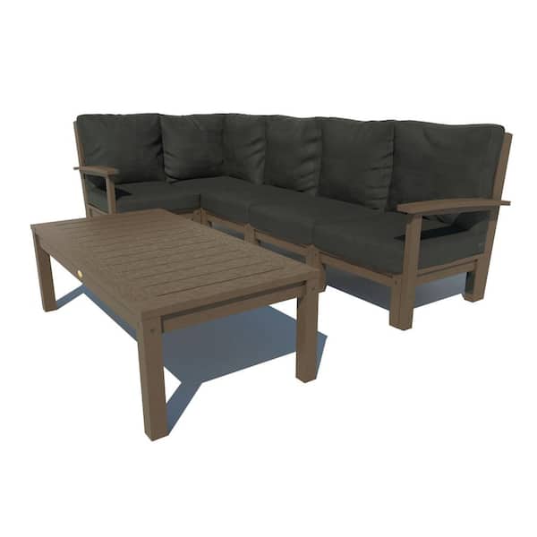 Highwood Bespoke Deep Seating 6-Piece Plastic Outdoor Sectional Set with Conversation Table and with Cushions