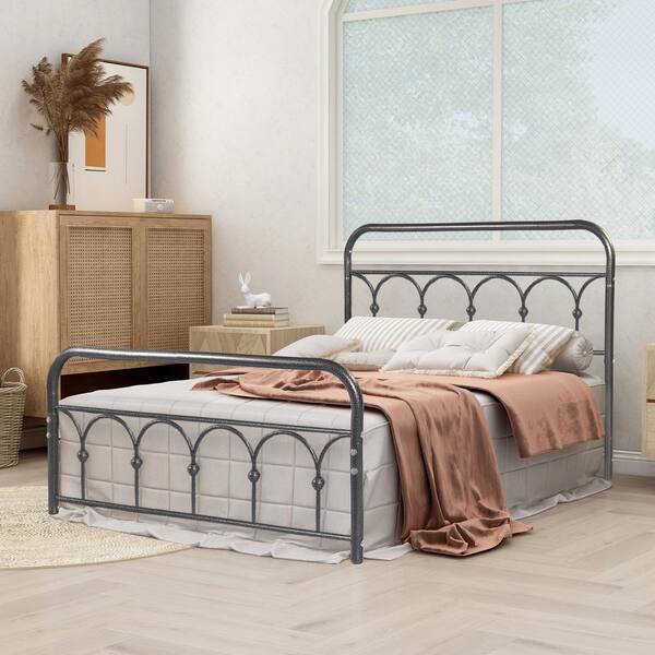Ziruwu Full Metal Bed Frame With Headboard Silver 54 38 In W X 42 95 H 3 605 F Ziruwu Full Metal Bed Frame With, Rose Gold Super King Bed Frame