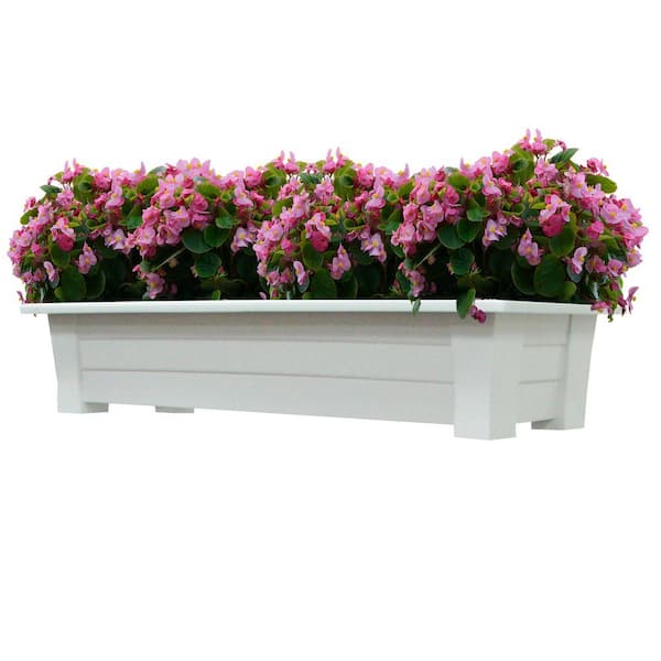 Adams Manufacturing 36 in. x 15 in. White Resin Deck Planter