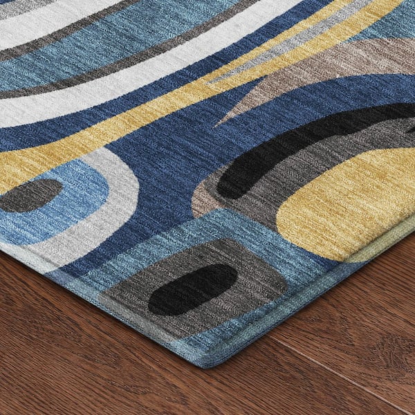 Mayfield Premium Machine Washable Abstract AMF2488 Blue 10 ft. x 14 ft. Area Rug