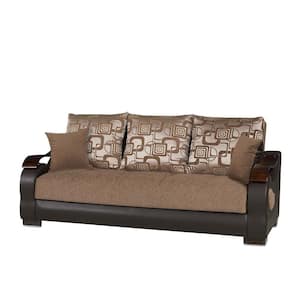 Urban Collection Convertible 88 in. Brown Chenille 3-Seater Twin Sleeper Sofa Bed with Storage