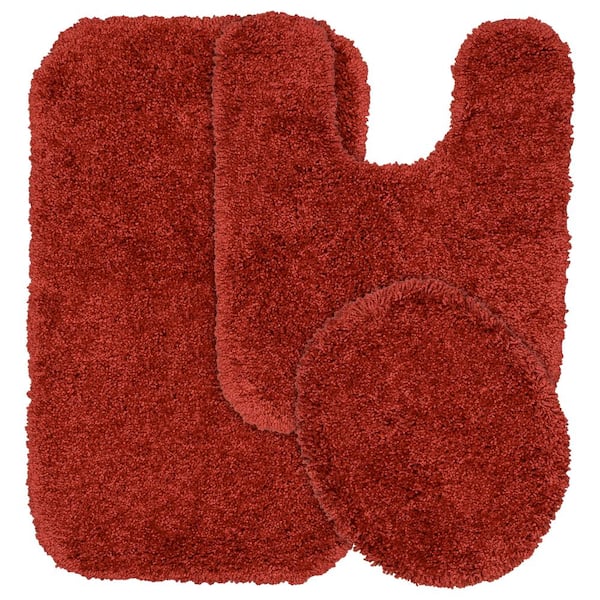 Garland Rug Serendipity Chili Pepper Red 21 in. x 34 in. Washable Bathroom 3-Piece Rug Set