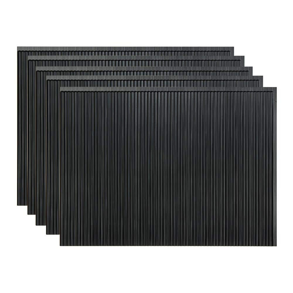 Fasade Brushed Onyx 18 in. x 24 in. Rib Vinyl Backsplash Panel (Pack of 5)