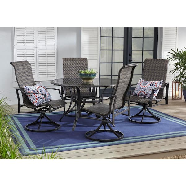 hampton bay statesville swivel steel woven outdoor patio dining chair