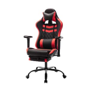 Cayde Red Polyvinyl Diamond Stiching Gaming Chair with Adjustable Footrest and Headpillow