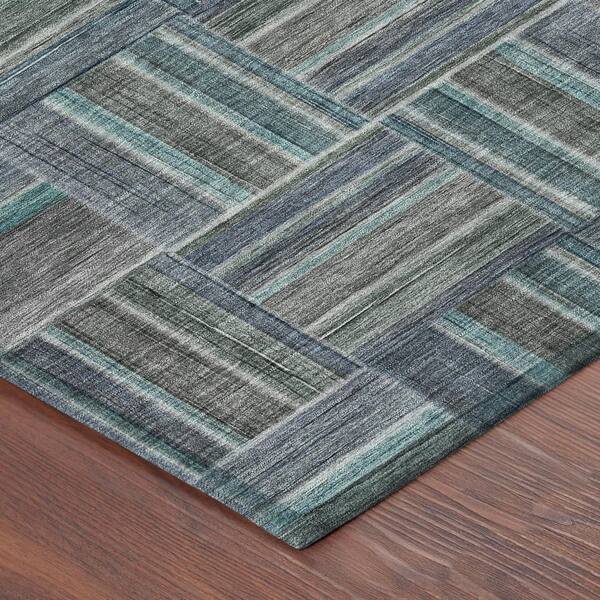 Chantille Machine Washable Indoor/Outdoor Abstract ACN2803 Teal 10 ft. x 14 ft. Area Rug