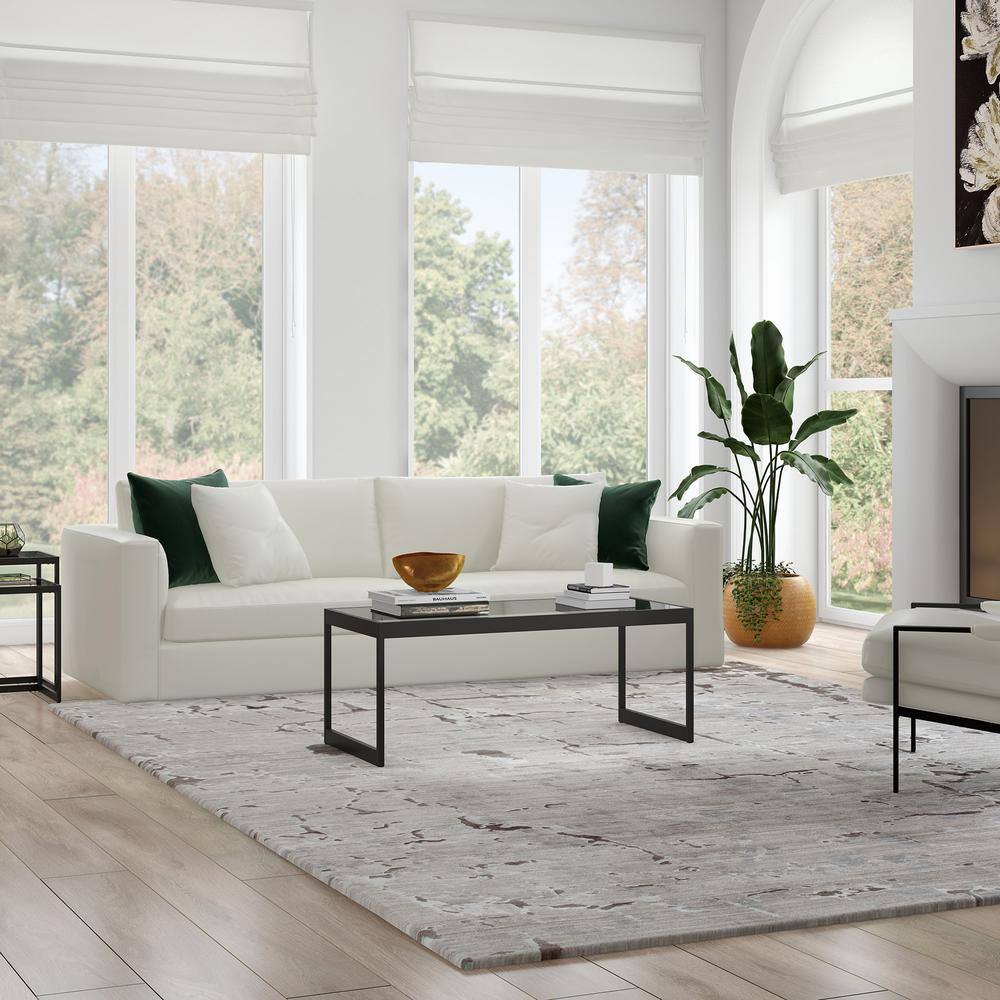 Ezra Modern Blackened Bronze Rectangular Glass Coffee Table