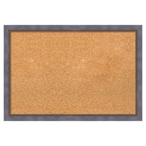 2-Tone Blue Copper Wood Framed Natural Corkboard 26 in. x 18 in. bulletin Board Memo Board