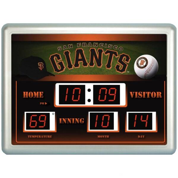 Team Sports America San Fransisco Giants 14 in. x 19 in. Scoreboard Clock with Temperature