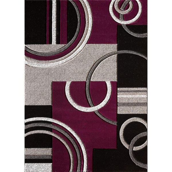 Unbranded Purple Polypropylene 4 ft. x 6 ft. Geometric Indoor Area Rug