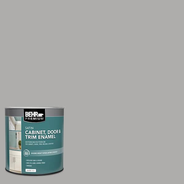 BEHR PREMIUM 1 qt. #N520-3 Flannel Gray Satin Enamel Interior/Exterior Cabinet, Door & Trim Paint