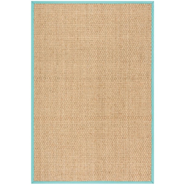 SAFAVIEH Natural Fiber Beige/Teal 4 ft. x 6 ft. Border Area Rug