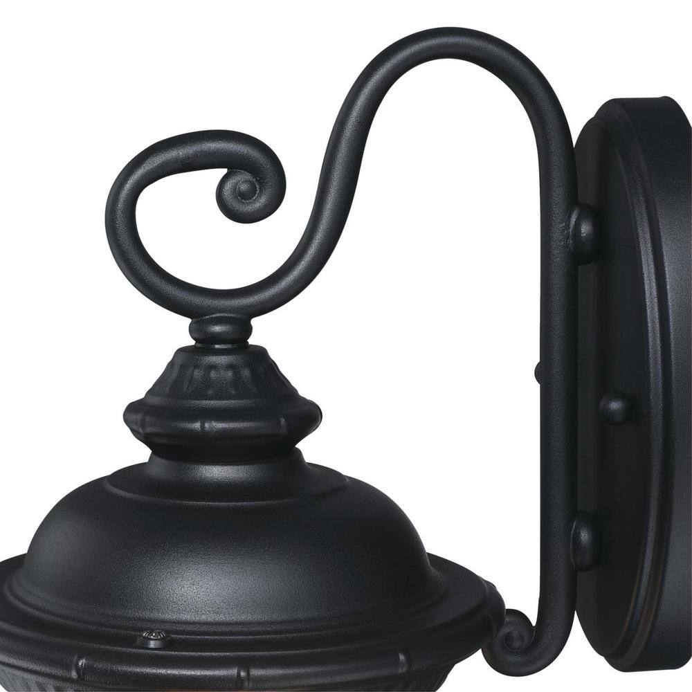 Textured Black and Clear Ribbed Glass Outdoor Wall Lantern
