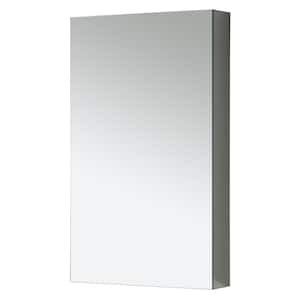 15 in. W x 26 in. H x 5 in. D Frameless Recessed or Surface-Mount Bathroom Medicine Cabinet in Silver