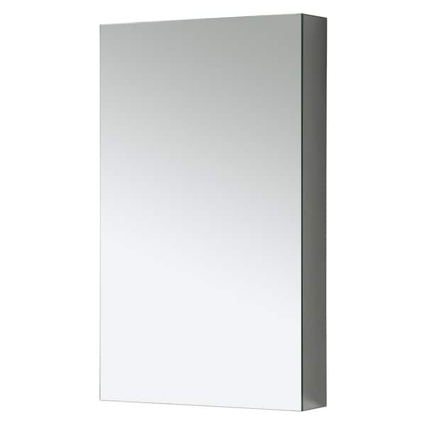 Fresca 15 in. W x 26 in. H x 5 in. D Frameless Recessed or Surface-Mount Bathroom Medicine Cabinet in Silver
