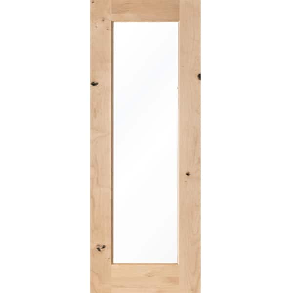 Krosswood Doors 30 in. x 96 in. Rustic Knotty Alder 1-Lite Wood Stainable Interior Door Slab