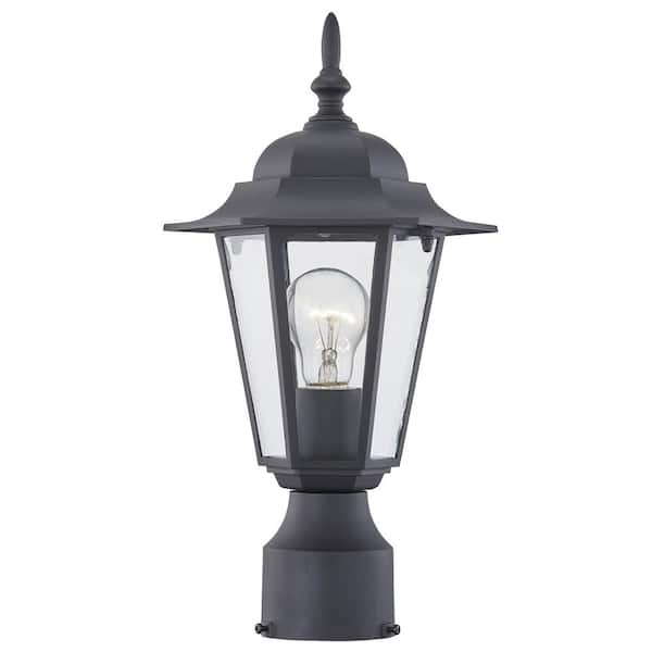 Pia Ricco 1-Light Black Aluminum Weather Resistant Outdoor Post Light Fixture with No Bulb Included