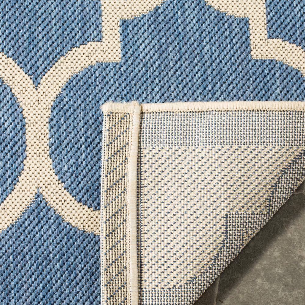 Navy and Beige Square Synthetic Outdoor Area Rug