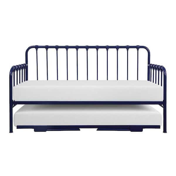 EVERGLADE HOME Evan Navy Blue Twin Metal Daybed with Trundle
