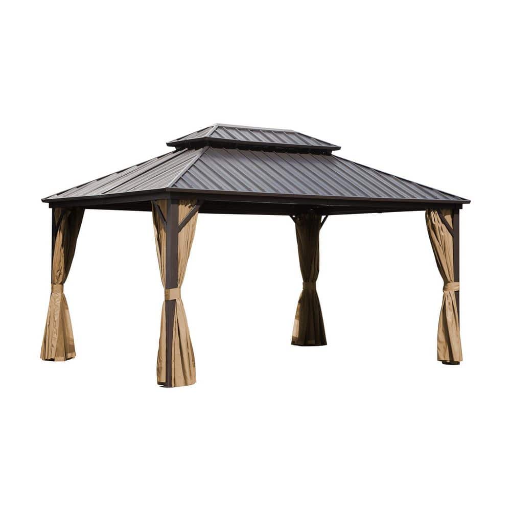 12 ft. x 14 ft. Hardtop Patio Gazebo with Double Galvanized Steel Roof, Aluminum Frame and Mosquito Netting price history on PriceWatchPro