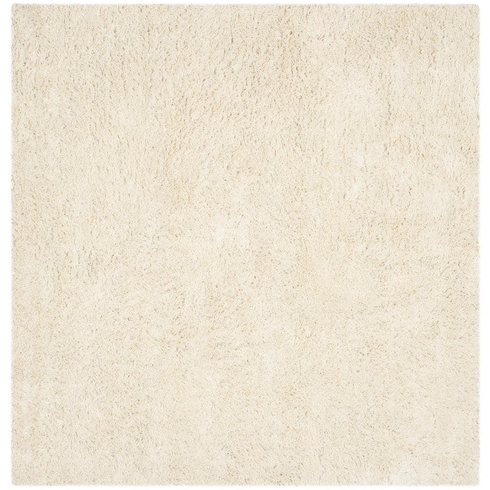 SAFAVIEH Classic Shag Ultra Ivory 9 ft. x 9 ft. Square Solid Area Rug ...
