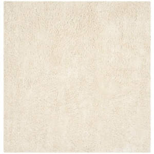 Classic Shag Ultra Ivory 9 ft. x 9 ft. Square Solid Area Rug