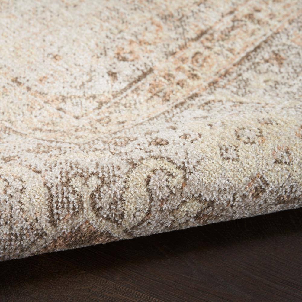 Beige Medallion Washable Synthetic Rectangular Area Rug 6'7" x 9'