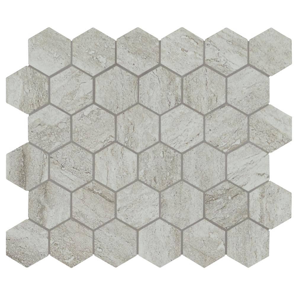 Nyon Gray Hexagon Polished Porcelain Floor and Wall Tile (8 sq. ft./Case) 4 Boxes for pick up 32 sq.ft 