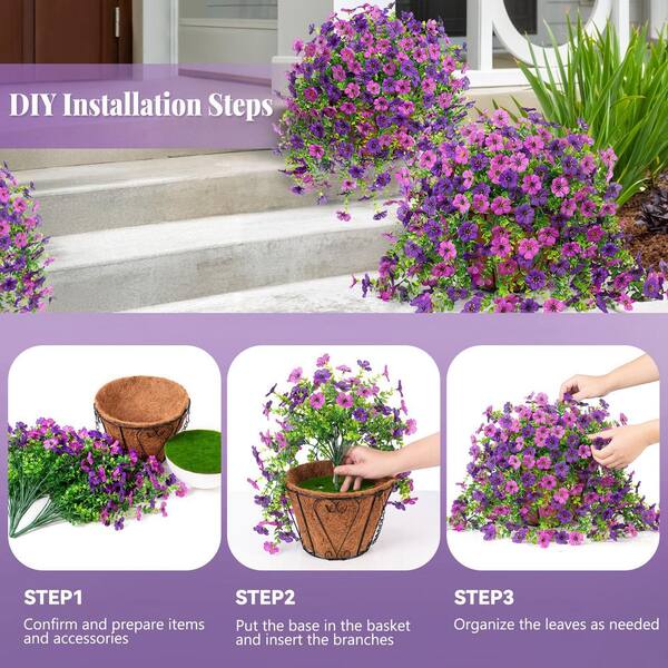 26 in. Purple Deep Purple Indoor/Outdoor Hanging Artificial Daisy