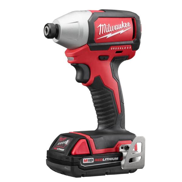 Milwaukee - M18 18-Volt Lithium-Ion Brushless Cordless 1/4 in. Compact Impact Driver Kit W/ (1) 2.0Ah Battery, Charger & Tool Bag