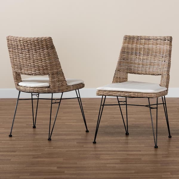 Nafaro Greywashed Rattan Dining Chair (Set of 2)