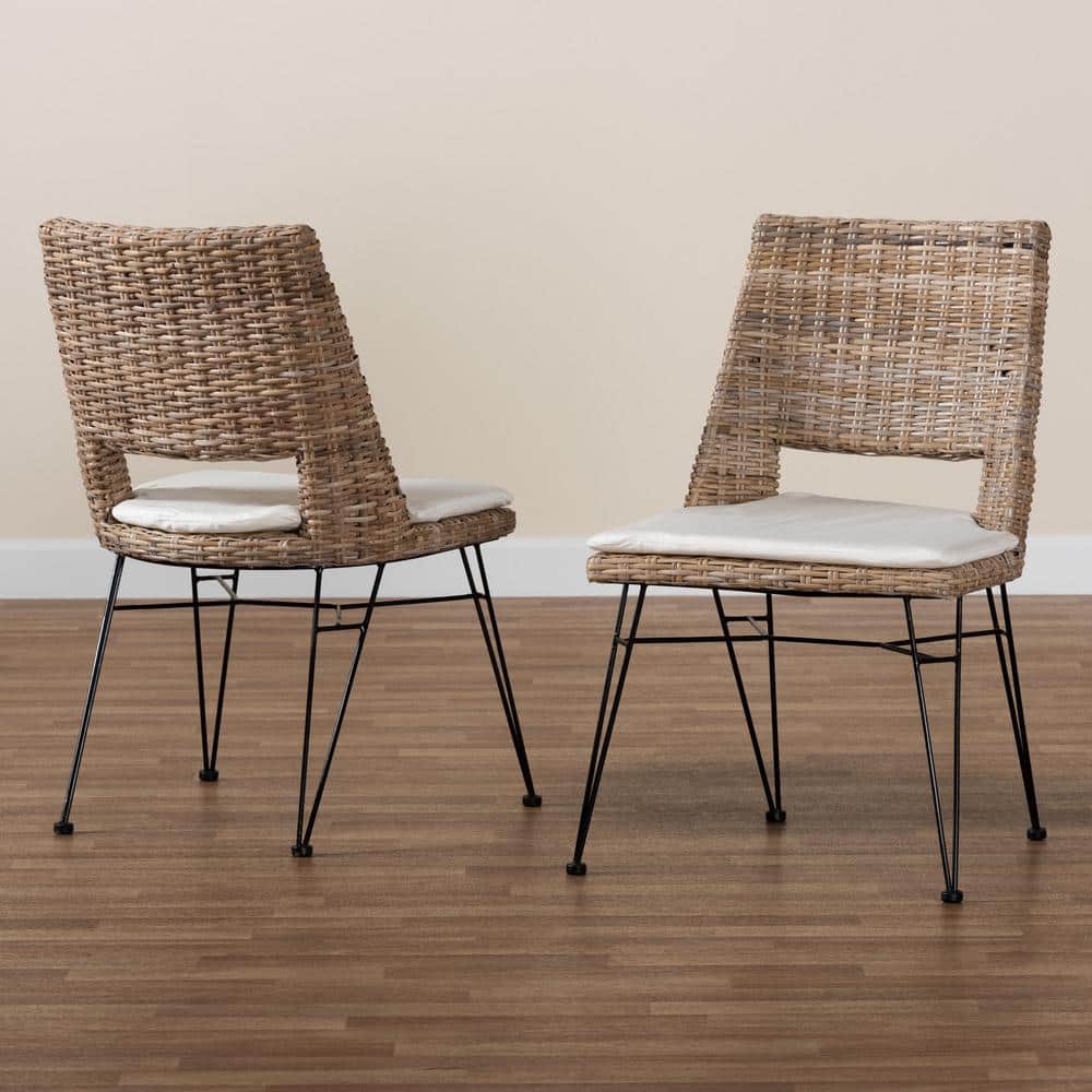 Serene White Rattan Low Arm Chair with Cushion