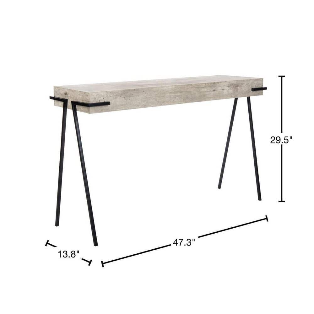 Lux Transitional Black & White Rectangular Console Table with Iron Legs