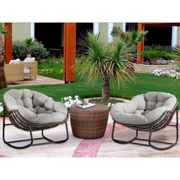 Deluxe Oversized Wicker Rattan Padded Steel Frame Indoor and