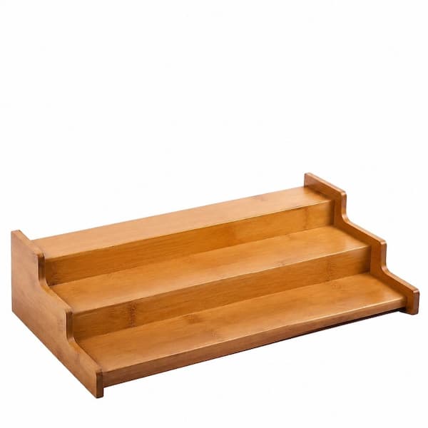 3 Tier Dark Bamboo Countertop and Cabinet Spice Rack Organizer Set with Stepped Shelves Spice Jar & Rack Set