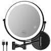 GQB 8.5 in. W x 8.5 in. H LED Wall Mount Bathroom Makeup Mirror with 3 Colors Adjustable Light, 1X/10X Magnification-Black HD-85RM-3
