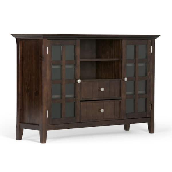 Simpli Home Acadian Solid Wood 53 in. Wide Rustic TV Media Stand in Tobacco Brown for TVs Upto 55 in.