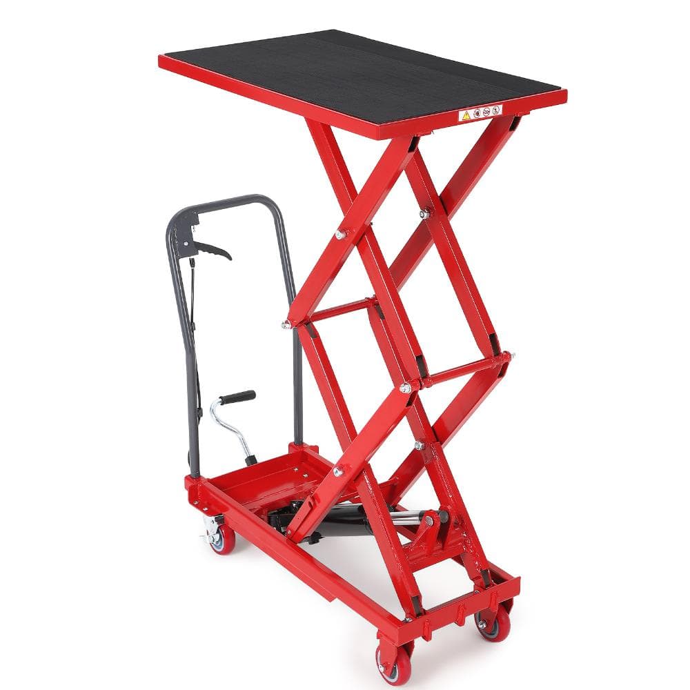"Red Hydraulic Double Scissor Lift Cart, 330 lbs, 50"" Lifting Height, Non-Slip Pad, PU Casters" price history on PriceWatchPro