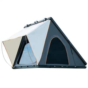 Luxurious 7 ft. x 7 ft. Triangle Aluminum Hard Shell Pop-Up Camping Tent in Gray and White