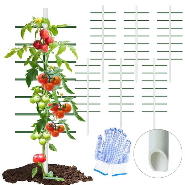 Ecostake 5 ft. x 1.64 ft. FRP 3D Round Tower Type Garden Vine Trellis, Heavy-Duty Plants Support Ladder, 6 Pack