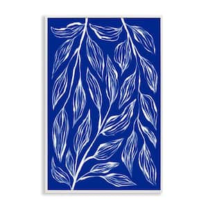 Blue Leaves and Grasses by Martina Pavlova White Framed Nature Giclee Art Print 18 in. x 12 in.