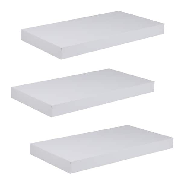 Home Basics 18 in. W x 9.50 in. D White MDF Floating Decorative Wall Shelf (3-Pack)