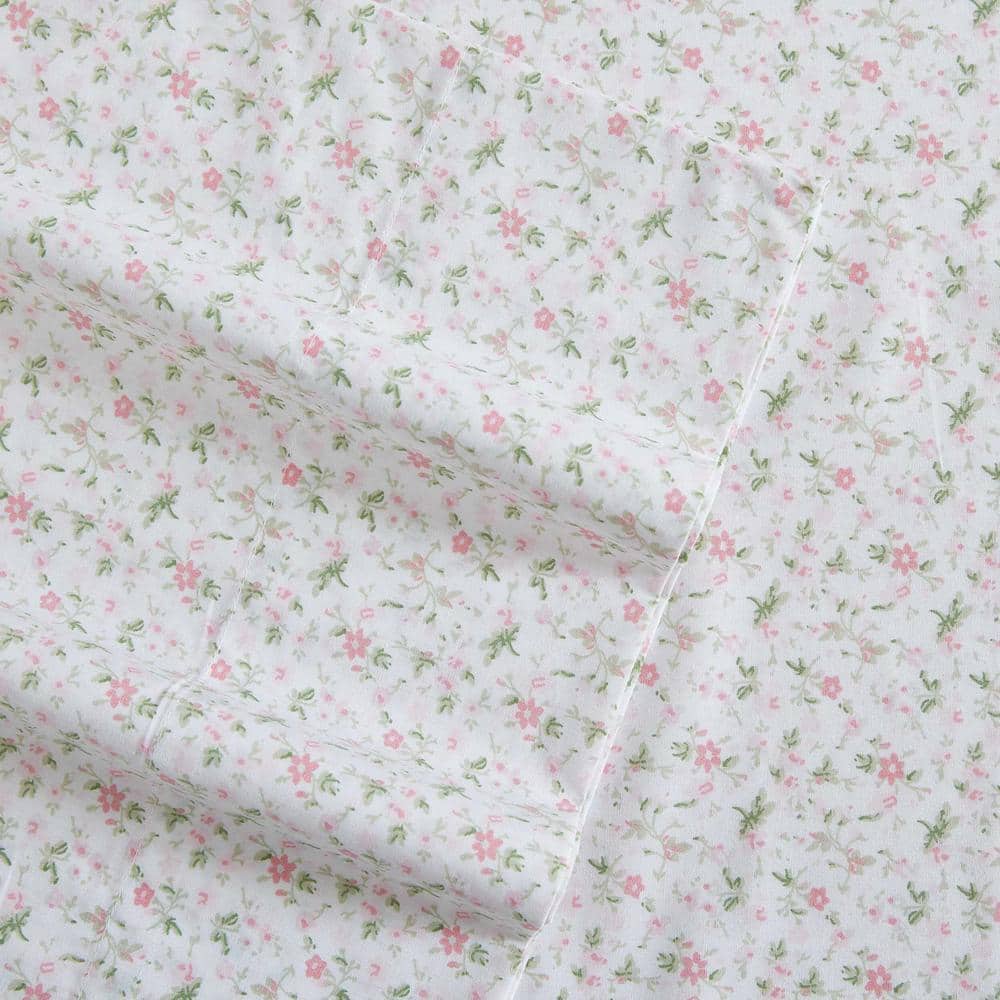 Evie Pink Floral Cotton Percale Twin XL Sheet Set