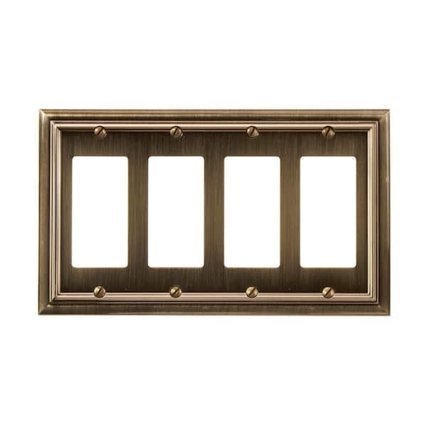 Continental 4 Gang Rocker Metal Wall Plate - Brushed Brass