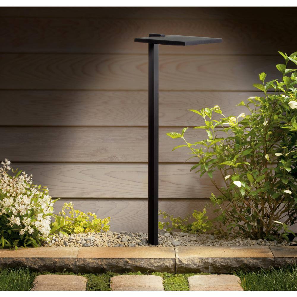 Textured Black LED Pathway Light with Shallow Shade