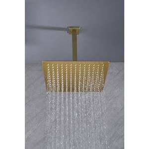 1-Spray Patterns with 2.5-GPM 15.7 in. Ceiling Mount Rain Fixed Shower Head in Brushed Gold