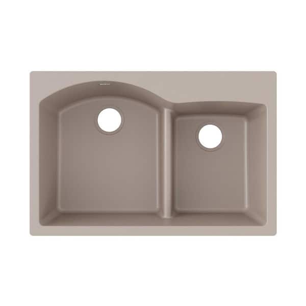 Elkay Quartz Classic  33in. Drop-in 2 Bowl 20 Gauge Greige Granite/Quartz Composite Sink Only and No Accessories