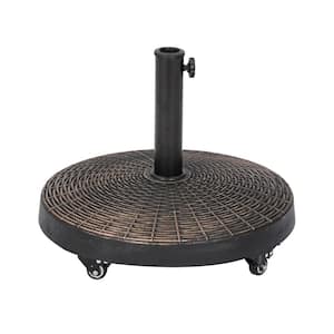 50 lbs. All-Weather Round Outdoor Resin Patio Umbrella Base with Wheels in Bronze
