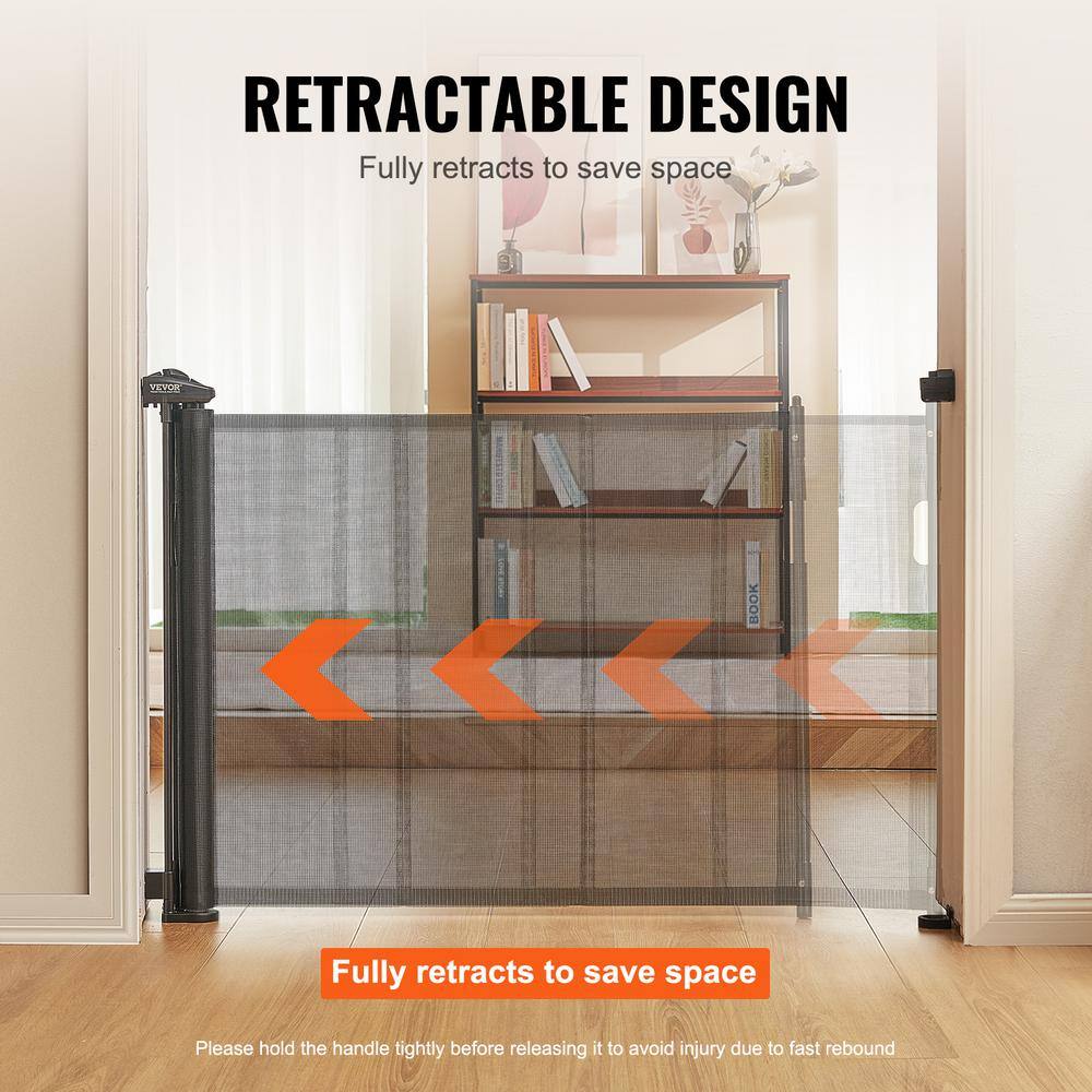 Black Retractable Plastic Stairway Safety Gate