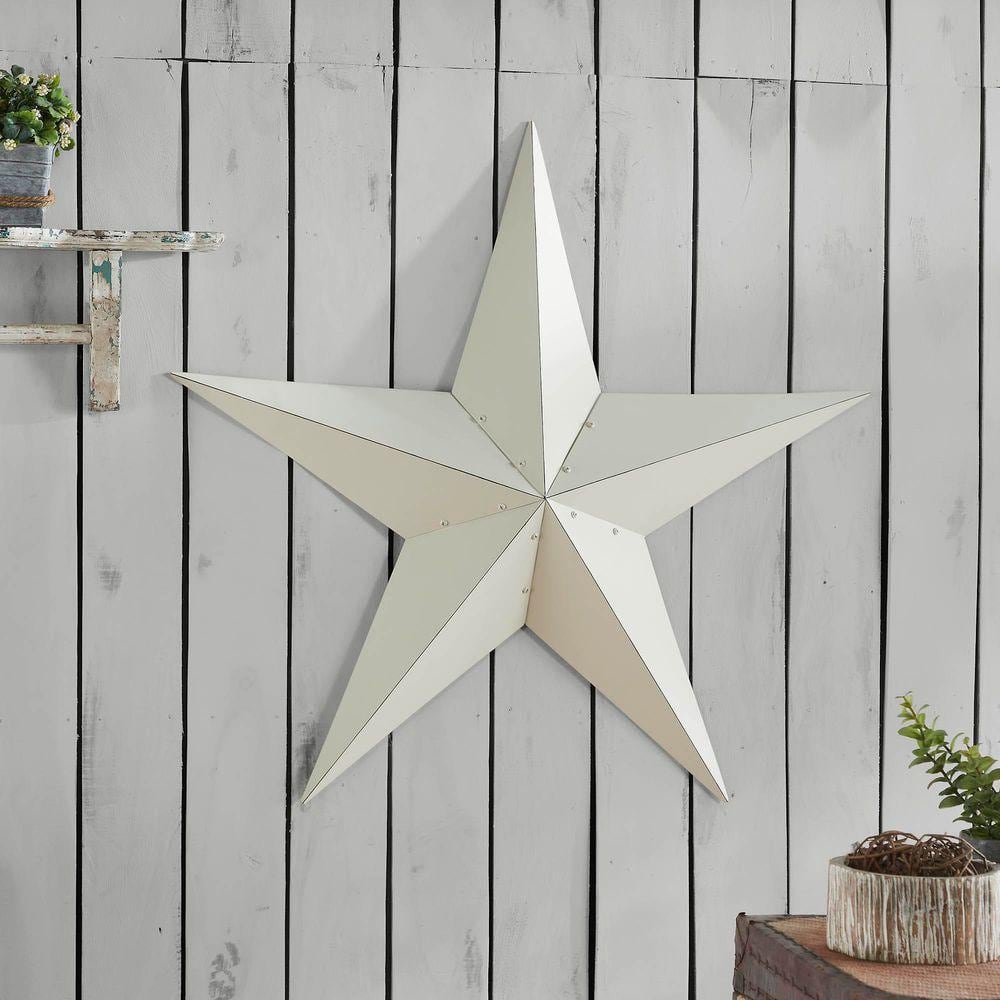 VHC BRANDS 1-Piece 36 in. x 36 in. Creme Distressed Metal Star